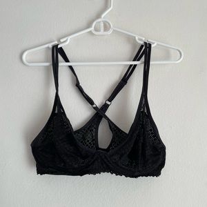 Aerie black cross back underwire lace bra